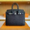 H Factory Bags Birkin Epsom Leather Black Silver Hardware 25cm Full Handmade