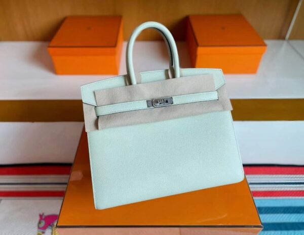mmexport1744165295889-1024x794-1 H Factory Bags Birkin Epsom Leather Fresh Light Green Silver Hardware 25cm Full Handmade