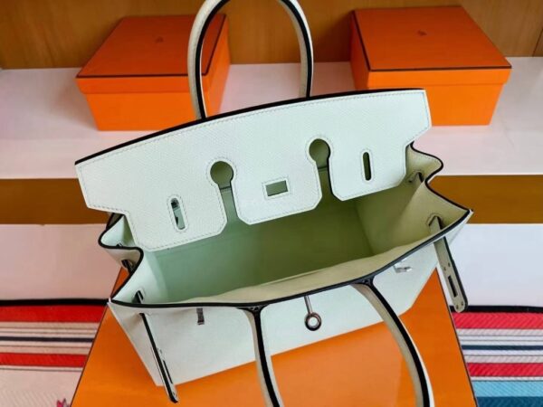 mmexport1744165297456-1024x768-1 H Factory Bags Birkin Epsom Leather Fresh Light Green Silver Hardware 25cm Full Handmade