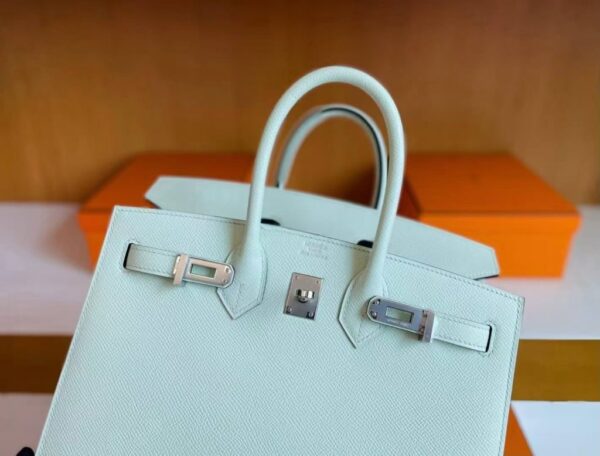 mmexport1744165303782-1024x778-1 H Factory Bags Birkin Epsom Leather Fresh Light Green Silver Hardware 25cm Full Handmade