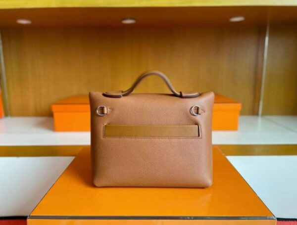 H Factory Bags Mini Kelly 2424 Evercoler Leather Gold Brown Silver Hardware 21cm Full Handmade