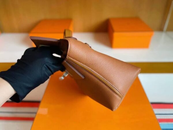 H Factory Bags Mini Kelly 2424 Evercoler Leather Gold Brown Silver Hardware 21cm Full Handmade
