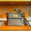 H Factory Bags Mini Kelly 2424 Evercoler Leather Etoupe Grey Silver Hardware 21cm Full Handmade