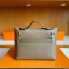 H Factory Bags Mini Kelly 2424 Evercoler Leather Etoupe Grey Silver Hardware 21cm Full Handmade