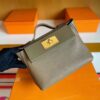 H Factory Bags Mini Kelly 2424 Evercoler Leather Etoupe Grey Silver Hardware 21cm Full Handmade