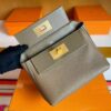 H Factory Bags Mini Kelly 2424 Evercoler Leather Etoupe Grey Silver Hardware 21cm Full Handmade