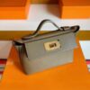 H Factory Bags Mini Kelly 2424 Evercoler Leather Etoupe Grey Silver Hardware 21cm Full Handmade