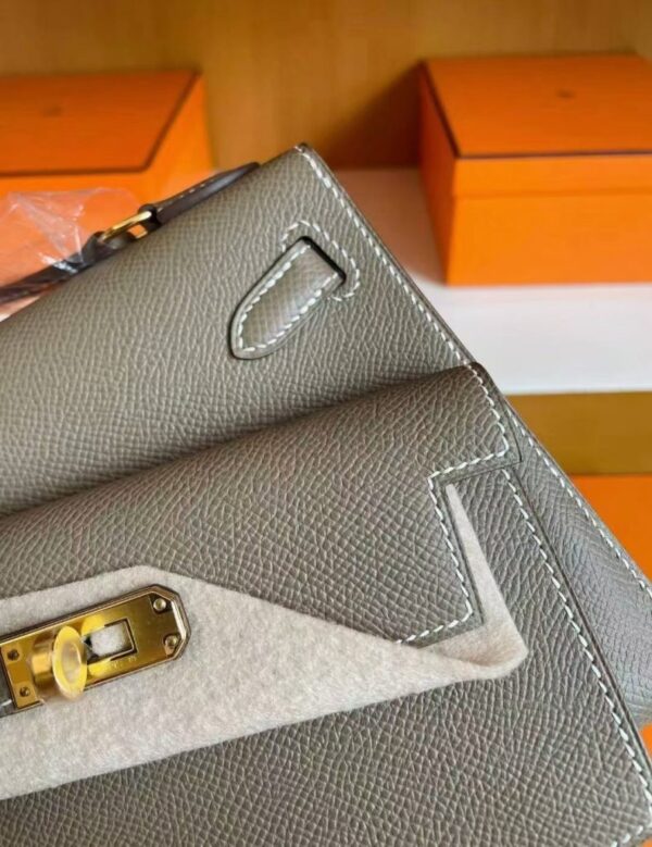 mmexport1744165485951-789x1024-1 H Factory Bags Kelly desordre Epsom Leather Etoupe Grey Gold Hardware 20cm Full Handmade