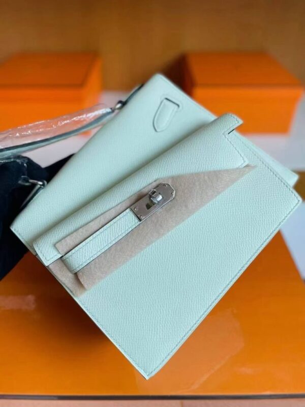 mmexport1744165517473-768x1024-1 H Factory Bags Kelly desordre Epsom Leather Fresh Light Green Silver Hardware 20cm Full Handmade