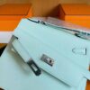 H Factory Bags Kelly desordre Epsom Leather Fresh Light Green Silver Hardware 20cm Full Handmade