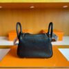 H Factory Bags Mini Lindy Togo Leather Black Silver Hardware 19cm Full Handmade