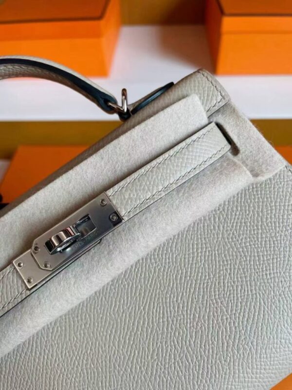 mmexport1744165679255-768x1024-1 H Factory Bags Mini Kelly Epsom Leather pigeon grey Silver Hardware 19cm Full Handmade