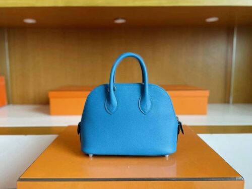 H Factory Bags Mini Bolide Evercolor Leather B3 Sky Blue Silver Hardware 18cm Full Handmade