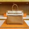 H Factory Bags Birkin Swift Leather Golden Brown Gold Hardware 25cm Full Handmade