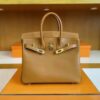 H Factory Bags Birkin Swift Leather Golden Brown Gold Hardware 25cm Full Handmade