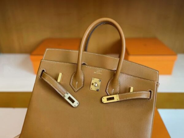 H Factory Bags Birkin Swift Leather Golden Brown Gold Hardware 25cm Full Handmade