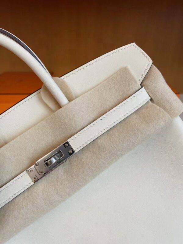 H Factory Bags Birkin Swift Leather Cream White Silver Hardware 25cm Full Handmade
