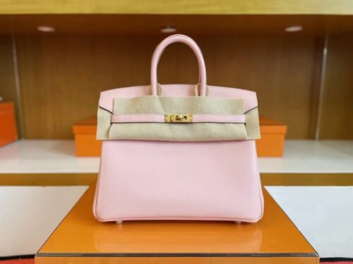 H Factory Bags Birkin Swift Leather 3Q Pink Gold Hardware 25cm Full Handmade