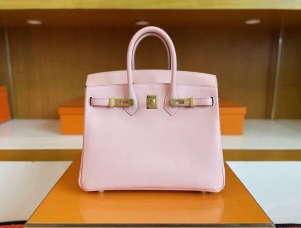 H Factory Bags Birkin Swift Leather 3Q Pink Gold Hardware 25cm Full Handmade