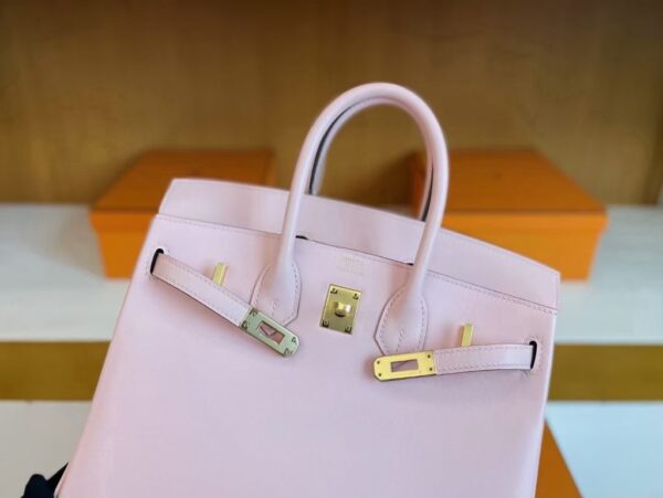 H Factory Bags Birkin Swift Leather 3Q Pink Gold Hardware 25cm Full Handmade