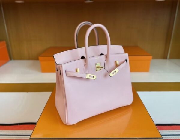 H Factory Bags Birkin Swift Leather 3Q Pink Gold Hardware 25cm Full Handmade