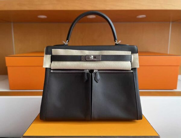 2025-10-30_174849_212-1024x780-1 H Factory Bags Kelly Lakis Swift Leather CK89 Black Silver Hardware 32cm Full Handmade