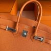 H Factory Bags Birkin Togo Leather Bright Orange Silver Hardware 35cm Full Handmade