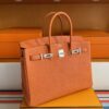 H Factory Bags Birkin Togo Leather Bright Orange Silver Hardware 35cm Full Handmade