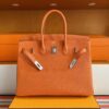 H Factory Bags Birkin Togo Leather Bright Orange Silver Hardware 35cm Full Handmade