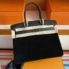 H Factory Bags Birkin Chamois & Evercolor Leather Black & Deep Grey Silver Hardware 30cm Full Handmade