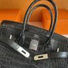 H Factory Bags Birkin Matte Alligator Crocodile CK89 Black Silver Hardware 30cm Full Handmade