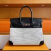 2025-10-31_085852_375-1024x777-1 H Factory Bags Birkin Swift Leather & Canvas CK89 Black Silver Hardware 30cm Full Handmade