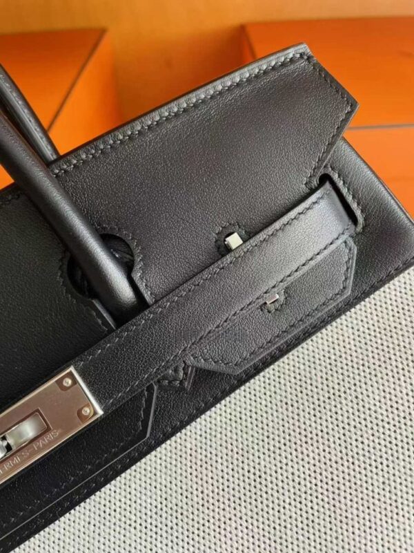 2025-10-31_085902_686-768x1024-1 H Factory Bags Birkin Swift Leather & Canvas CK89 Black Silver Hardware 30cm Full Handmade
