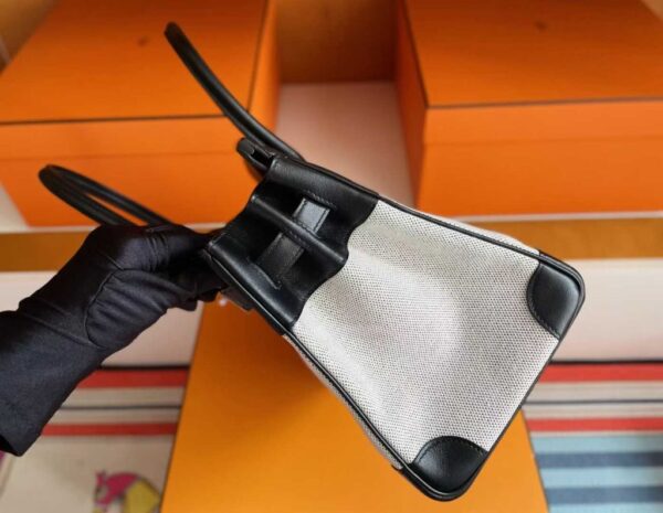 2025-10-31_085908_023-1024x793-1 H Factory Bags Birkin Swift Leather & Canvas CK89 Black Silver Hardware 30cm Full Handmade