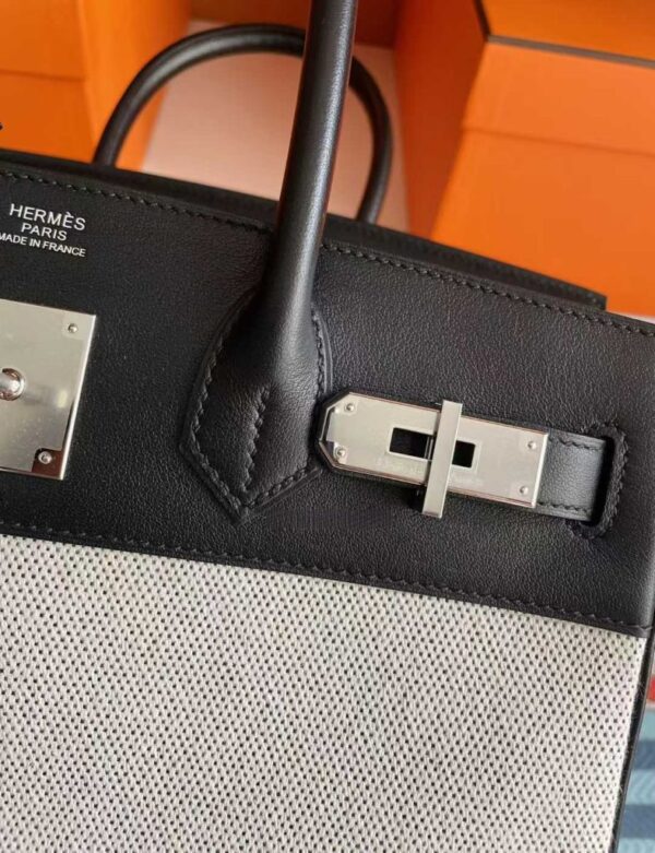 2025-10-31_085914_295-787x1024-1 H Factory Bags Birkin Swift Leather & Canvas CK89 Black Silver Hardware 30cm Full Handmade