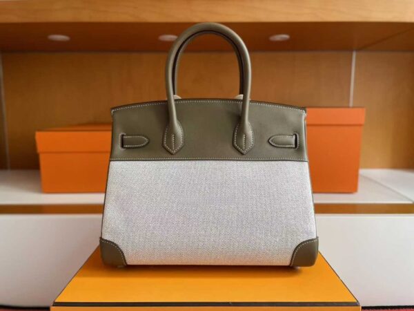 2025-10-31_085924_381-1024x768-1 H Factory Bags Birkin Swift Leather & Canvas Etoupe Grey Silver Hardware 30cm Full Handmade