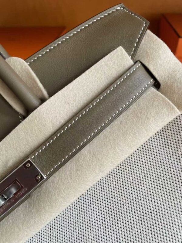 2025-10-31_085928_094-768x1024-1 H Factory Bags Birkin Swift Leather & Canvas Etoupe Grey Silver Hardware 30cm Full Handmade