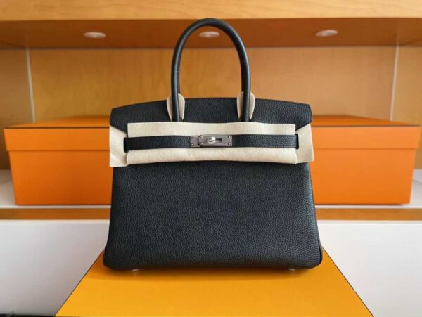 H Factory Bags Birkin Togo Leather CK89 Black Silver Hardware 30cm Full Handmade