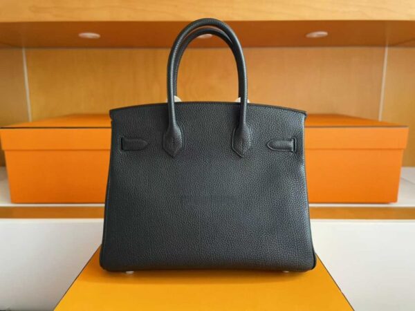 H Factory Bags Birkin Togo Leather CK89 Black Silver Hardware 30cm Full Handmade