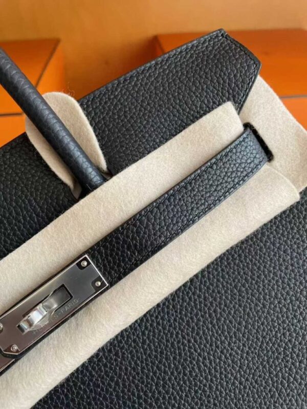 H Factory Bags Birkin Togo Leather CK89 Black Silver Hardware 30cm Full Handmade