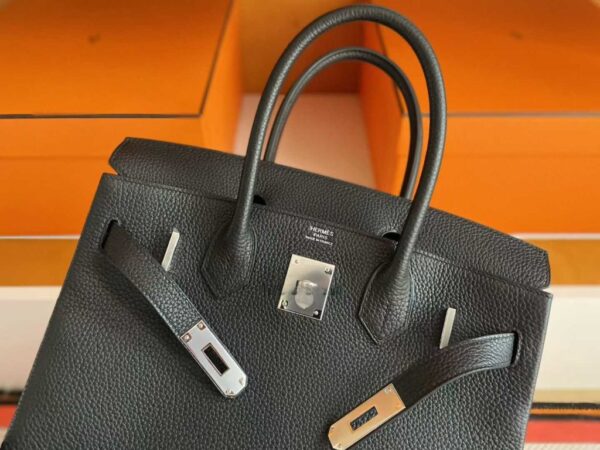 H Factory Bags Birkin Togo Leather CK89 Black Silver Hardware 30cm Full Handmade