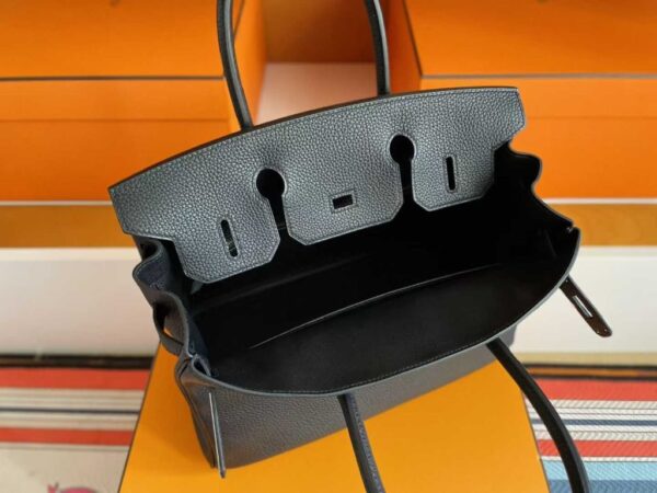 H Factory Bags Birkin Togo Leather CK89 Black Silver Hardware 30cm Full Handmade
