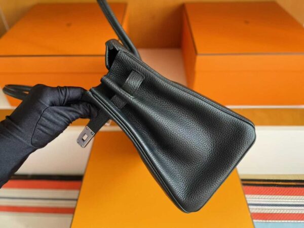 H Factory Bags Birkin Togo Leather CK89 Black Silver Hardware 30cm Full Handmade