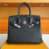 H Factory Bags Birkin Togo Leather CK89 Black Silver Hardware 30cm Full Handmade