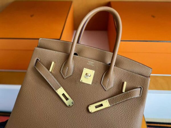 H Factory Bags Birkin Togo Leather Khaki Brown Gold Hardware 30cm Full Handmade