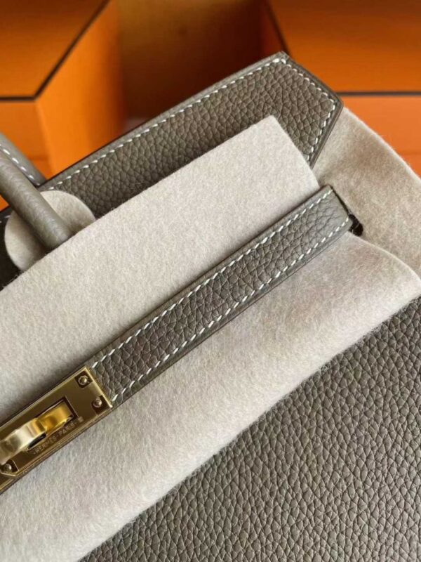 H Factory Bags Birkin Togo Leather Noble Grey Light Gold Hardware 25cm Full Handmade
