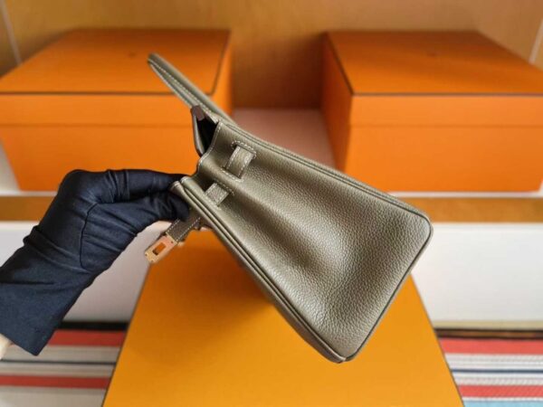 H Factory Bags Birkin Togo Leather Noble Grey Light Gold Hardware 25cm Full Handmade