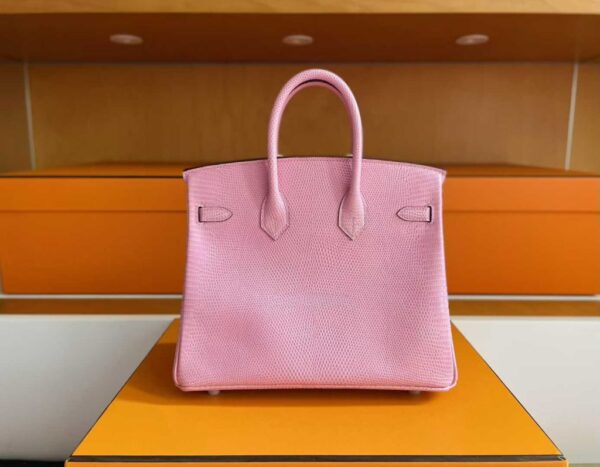 H Factory Bags Birkin Lizard Leather Sweet Pink Silver Hardware 25cm Full Handmade