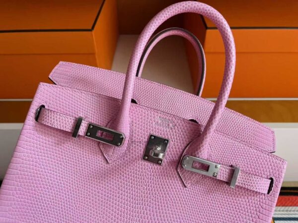 H Factory Bags Birkin Lizard Leather Sweet Pink Silver Hardware 25cm Full Handmade