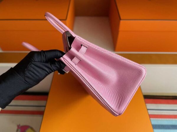 H Factory Bags Birkin Lizard Leather Sweet Pink Silver Hardware 25cm Full Handmade